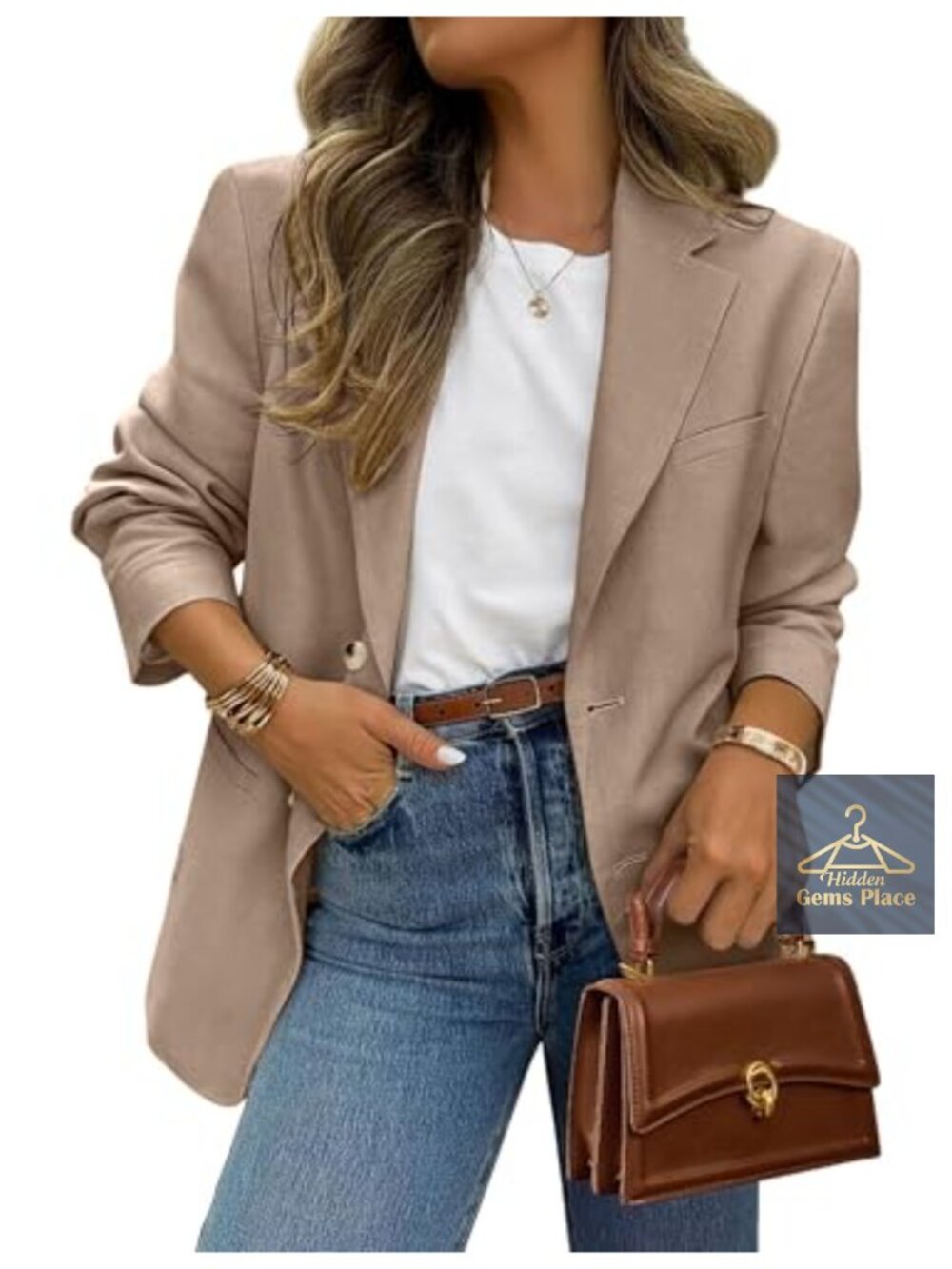 Women's Casual Blazer Long Sleeve Business Suit Jacket with Pockets